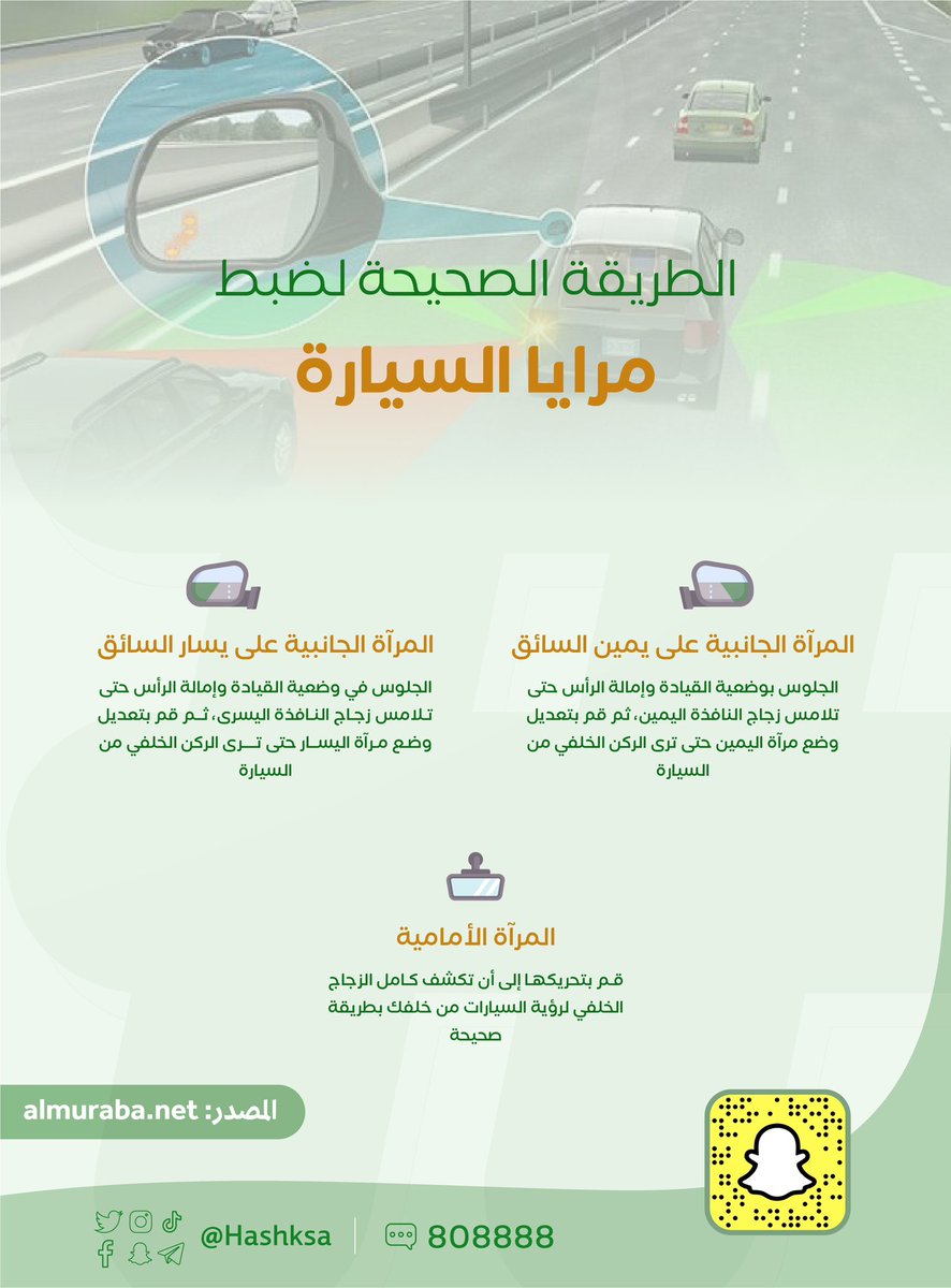 HashKSA's tweet photo. الطريقة الصحيحة لضبط مرايا السيارة. 🪞 https://t.co/QbW1zCaNEk