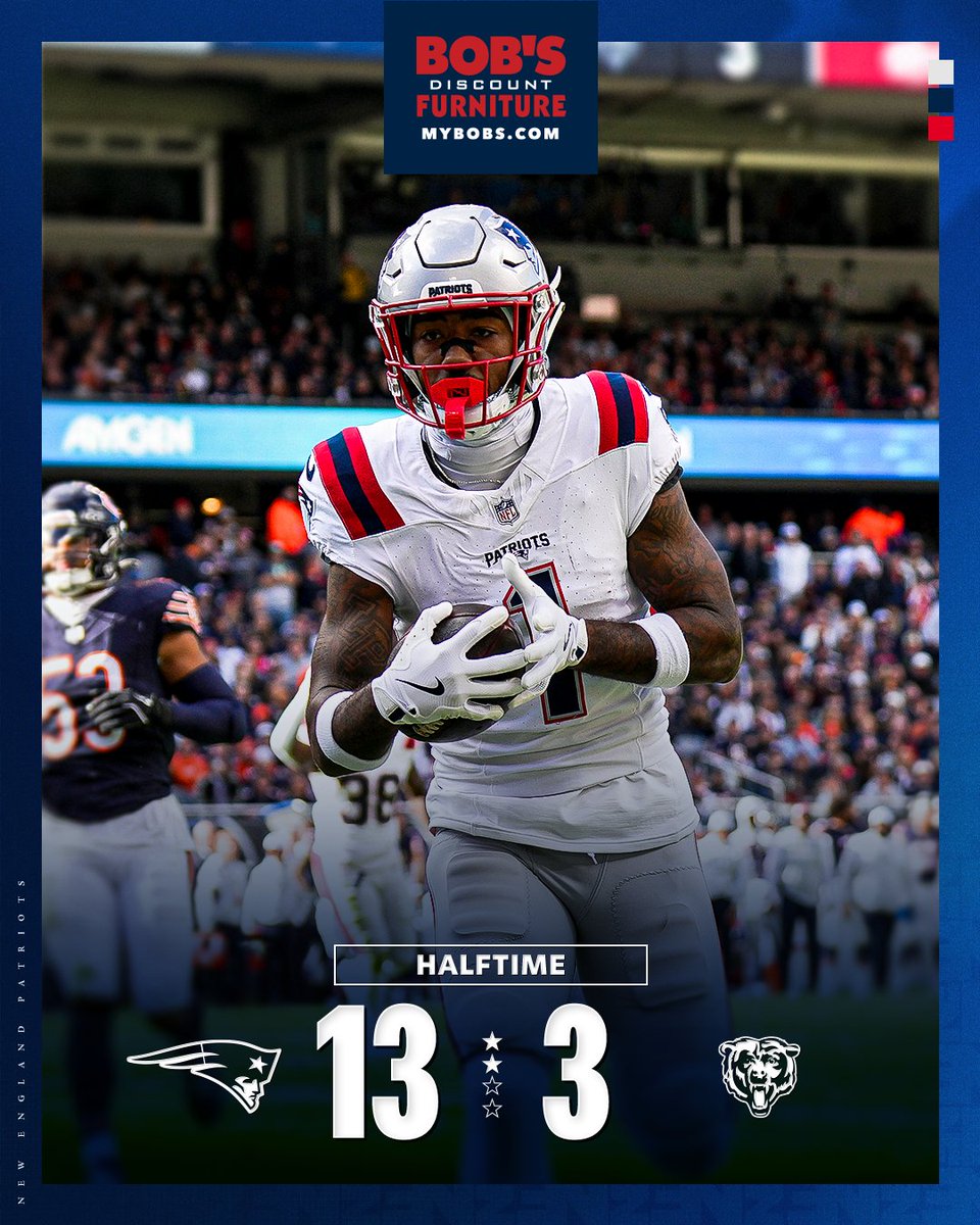 Patriots's tweet photo. Up at halftime! https://t.co/c6BY2j6erc