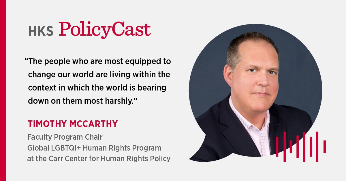 Harvard Kennedy School (@kennedy_school) on Twitter photo HKS's Tim McCarthy and Diego Garcia Blum discuss the <a href="/CarrCenter/">Harvard Carr Center</a>'s new Global LGBTQI+ Human Rights Program and offer policy solutions to a growing threat.
Listen to their #HKSPolicyCast episode now ➡️ ken.sc/4efraMo HKS's Tim McCarthy and Diego Garcia Blum discuss the <a href="/CarrCenter/">Harvard Carr Center</a>'s new Global LGBTQI+ Human Rights Program and offer policy solutions to a growing threat.
Listen to their #HKSPolicyCast episode now ➡️ ken.sc/4efraMo
