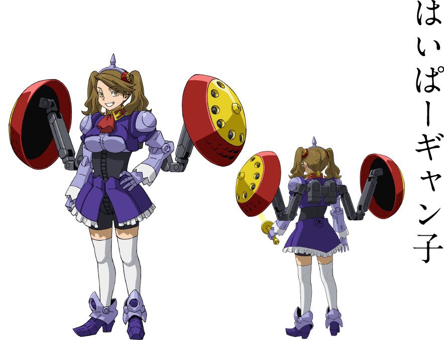 はいぱーギャン子
サザキ・タテオがガンプラ専門誌「ホビーホビー」主催のコンテスト用に、実の姉であるサザキ・カオルコをモデルに製作したガンプラ。装備はギャンをモチーフとしたメイド服風のアーマーで、頭部のカチューシャはギャンの頭部をモチーフにしている