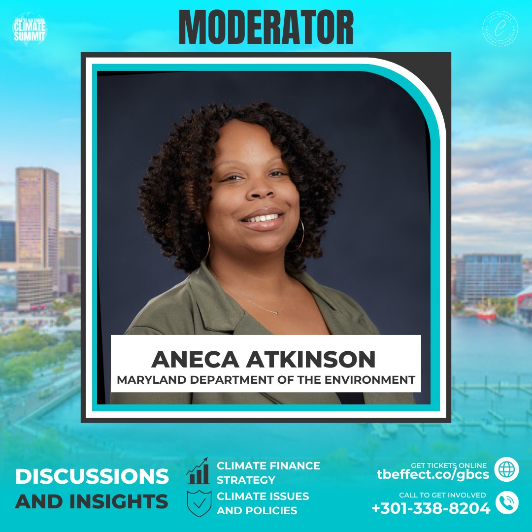 Greater Baltimore Climate Summit (@gbaltcs) on Twitter photo Thrilled to have Aneca Atkinson, Maryland’s first Asst. Secretary of Environmental Justice, moderating our lunch panel: "Building Collaborative Partnerships for Climate Action & Environmental Justice." <a href="/MDEnvironment/">MD Environment</a>
#ClimateAction #EnvironmentalJustice Thrilled to have Aneca Atkinson, Maryland’s first Asst. Secretary of Environmental Justice, moderating our lunch panel: "Building Collaborative Partnerships for Climate Action & Environmental Justice." <a href="/MDEnvironment/">MD Environment</a>
#ClimateAction #EnvironmentalJustice