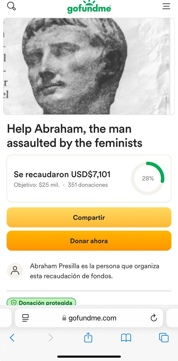 hectorboy's tweet photo. @sinbuenostuits No es gay, ni es blanco privilegiado, pero también está el que se hizo la victima el 8M porque según solo estaba pasando y una bola de mujeres “iracundas” lo atacó. Subió su campaña y ha recaudado 7,000 USD https://t.co/H4Szp8ZXs1