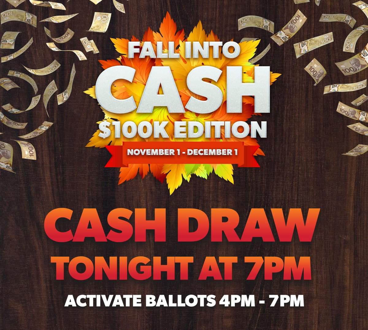 CasinoRamaLive's tweet photo. 🍂 It's Draw Day! Don’t miss your chance to Fall into Cash!
💰 Weekly $15,000 cash draws. Sundays at 7:00PM ET
▪️ Activation period: 4:00 PM ET – 7:00 PM ET
▪️ Must be present to win!
Reward Life with My Club Rewards, only at Gateway Casinos! #RewardLife #MyClubRewards https://t.co/7gd6SZx9f8