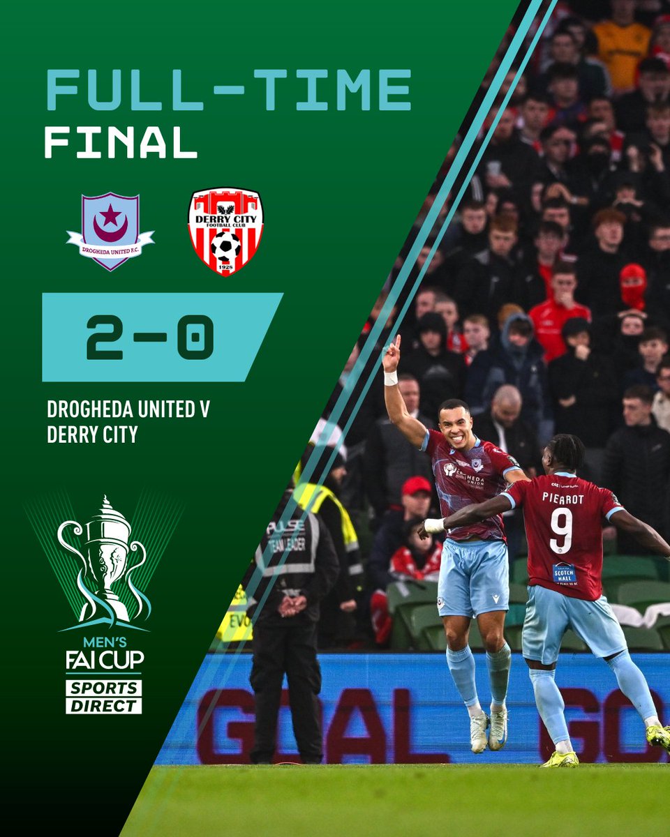 FT | 2024 Sports Direct Men's FAI Cup Final 

Drogheda United are the cup winners for the second time!

#FAICup | #DRODER
