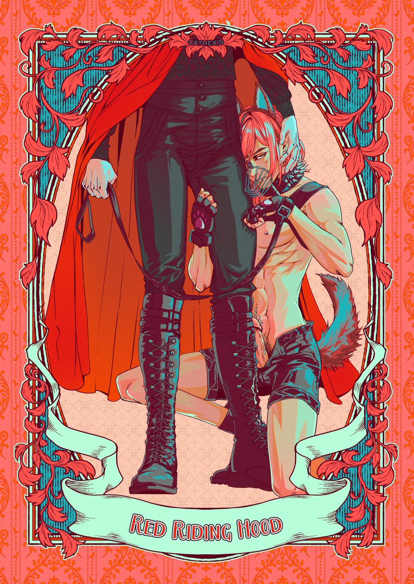 cathexis_art's tweet photo. Kinktober Day 3 - “The Big Bad Wolf thought he had a meal, until Red Riding Hood brought him to heel. Hunter to hunted, predator to prey, the naughty wolf howls as Red has his way. No longer hungry &amp; seeking a kill, the Wolf discovers being Red’s sex pet is the bigger thrill.” 🐺 https://t.co/mqkJm6eAab