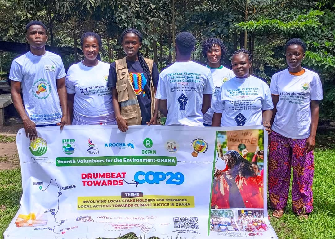 Fidep Foundation (@fidepf) on Twitter photo The #AfricaClimateCaravan in Ghana tells Negotiators that Africa deserves consistent climate finance to support sustainable climate actions. Let’s push for solutions that work for our communities. We won’t wait while our future is at stake! #ActOnClimate"<a href="/YVEGhana/">Youth Volunteers for the Environment Ghana</a> The #AfricaClimateCaravan in Ghana tells Negotiators that Africa deserves consistent climate finance to support sustainable climate actions. Let’s push for solutions that work for our communities. We won’t wait while our future is at stake! #ActOnClimate"<a href="/YVEGhana/">Youth Volunteers for the Environment Ghana</a>