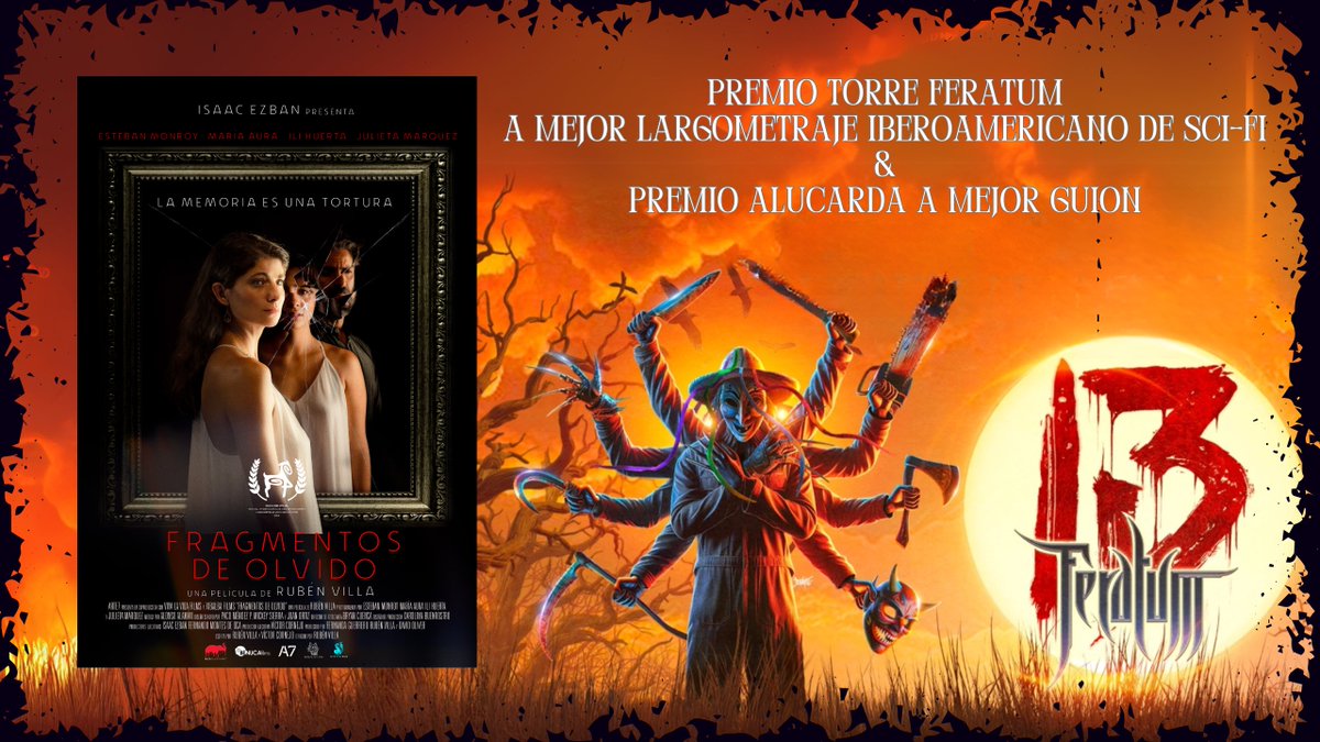 BenucaFilms's tweet photo. Ayer, nuestra película FRAGMENTOS DE OLVIDO, ópera prima de Rubén Villa, recibió los premios a Mejor Largometraje Iberoamericano de Ciencia-Ficción y Mejor Guion en el 13º @FERATUMFEST

¡Gracias al jurado y al maravilloso equipo de #Feratum!
#FragmentosDeOlvido #másscifimexicano https://t.co/HTDYk49OB2