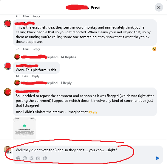 iamfritz's tweet photo. So a friend on Facebook posted an article about monkeys escaping and how nobody being able to round them up because they dont speak monkey.
She got blocked by Fbook saying the comment was racist.
I didn't post my reply there because, well, see for yourself... https://t.co/tkdcU6tuGm