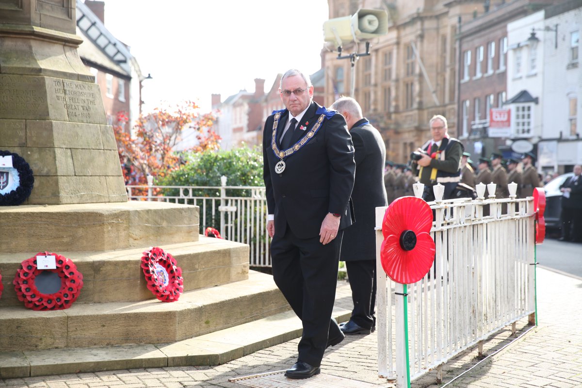 Michael Holland the senior Freemason in Herefordshire lays a wreath in memory of those that gave their today for your tomorrow. <a href="/DGLBMason/">PGM for Herefordshire, MEGS, Glos & Herefords</a> <a href="/PGLHerefords/">Herefordshire Freemasons</a>