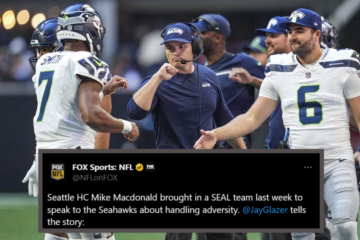 hawkmania4's tweet photo. Got to love this from #Seahawks HC Mike Macdonald 

🫡

[📷: Dale Zanine/USA TODAY Sports] https://t.co/lRGP9dz7AA