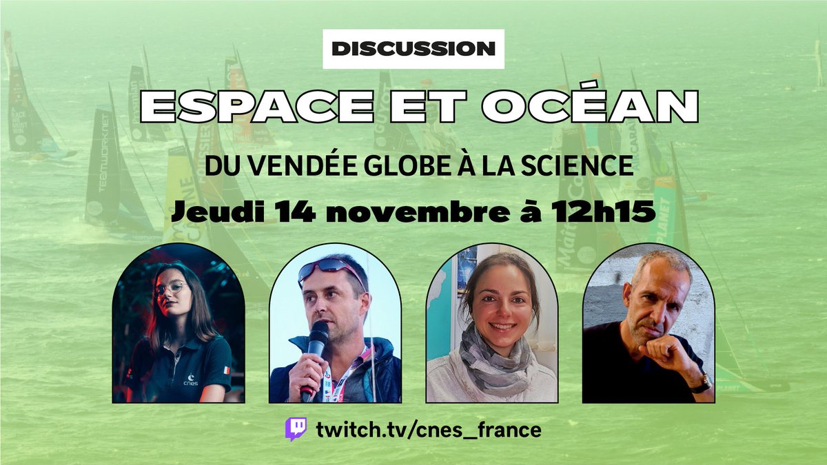 Pour parler plus en détails des liens entre espace et océan, on vous donne rendez-vous jeudi 14 novembre. Rendez-vous à 12h15 sur twitch.tv/cnes_france : venez avec vos questions ! #vendeeGlobe2024