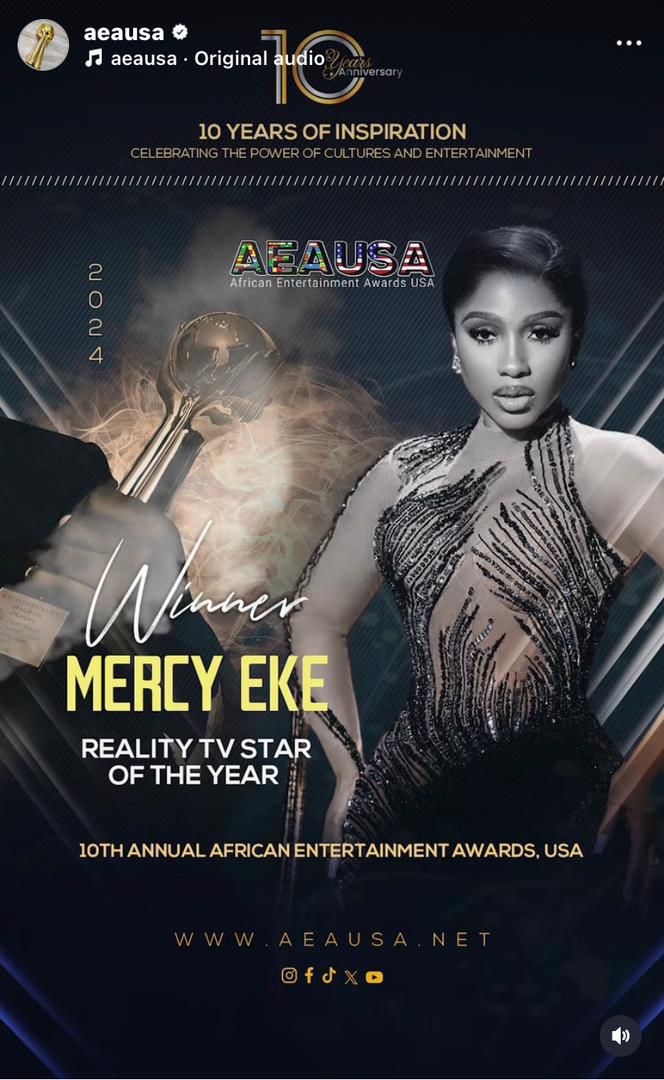 Mma_Nma's tweet image. Thank you mercenaries and everyone that voted for my queen Mercy Eke, we won the award.. 

#MercyEke