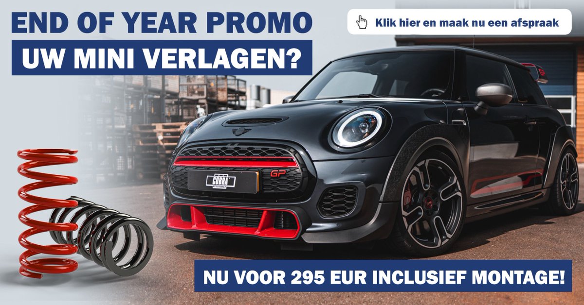BeekAutoRacing's tweet image. ACTIE! In samenwerking met Beek Auto Racing en Cobra Suspension geven we nu de kans om uw MINI te verlagen voor een aantrekkelijke prijs👌 Meer info via minispeed.eu/end-of-year-pr… 👊