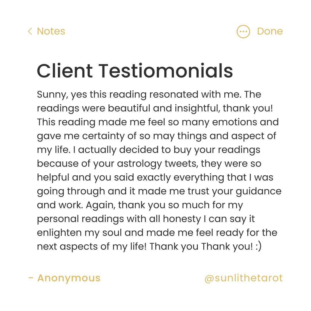 sunlithetarot's tweet image. feedback on sunny&apos;s services ⭐