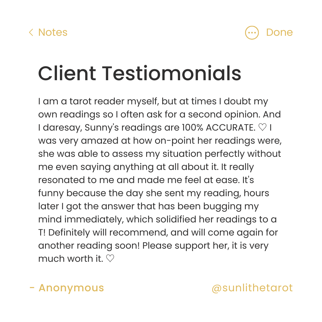 sunlithetarot's tweet image. feedback on sunny&apos;s services ⭐