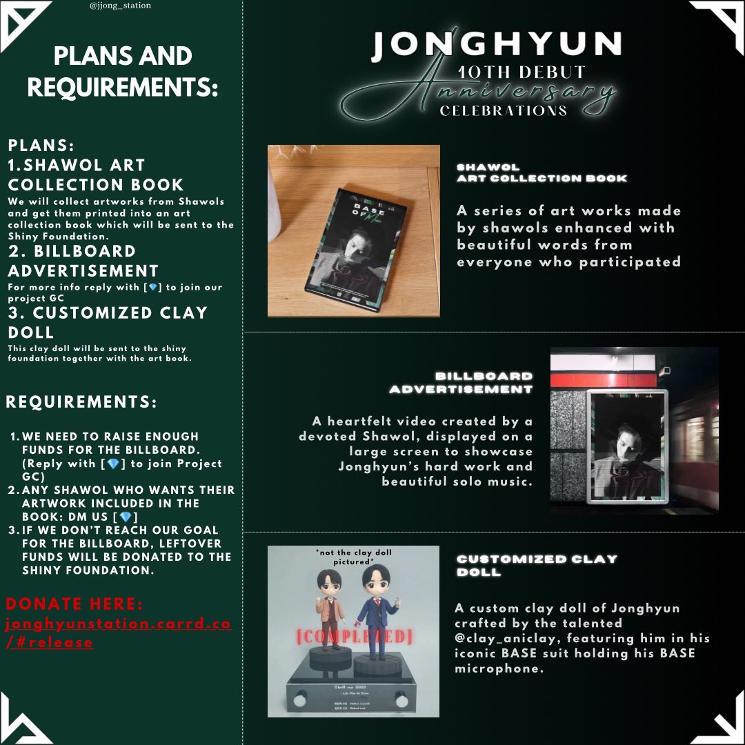 #JONGHYUN 10TH DEBUT ANNIVERSARY PROJECT!💌🎉

Shawols, are you ready to celebrate with  us? ✨

This is such an important milestone and we’d love to have you with us on this journey!

[reply with 💎 to be added on our project GC for more info + check replies]

#SHINee
