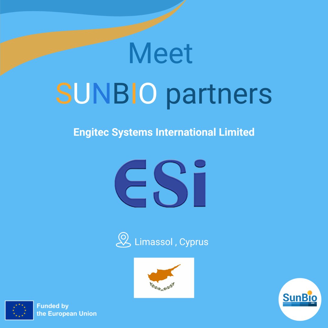 SUNBIOproject's tweet photo. Meet #SUNBIO partner: A beacon of innovation in engineering  - ENGITEC Systems International (ESI)

 Learn more 👉 https://t.co/TtYTKAQoCV

#EUInnovation #ResearchImpactEU #MissionOcean #CINEA #EUmissions #meetourteam @CORDIS_EU @cinea_eu https://t.co/tOnMdTAH0m
