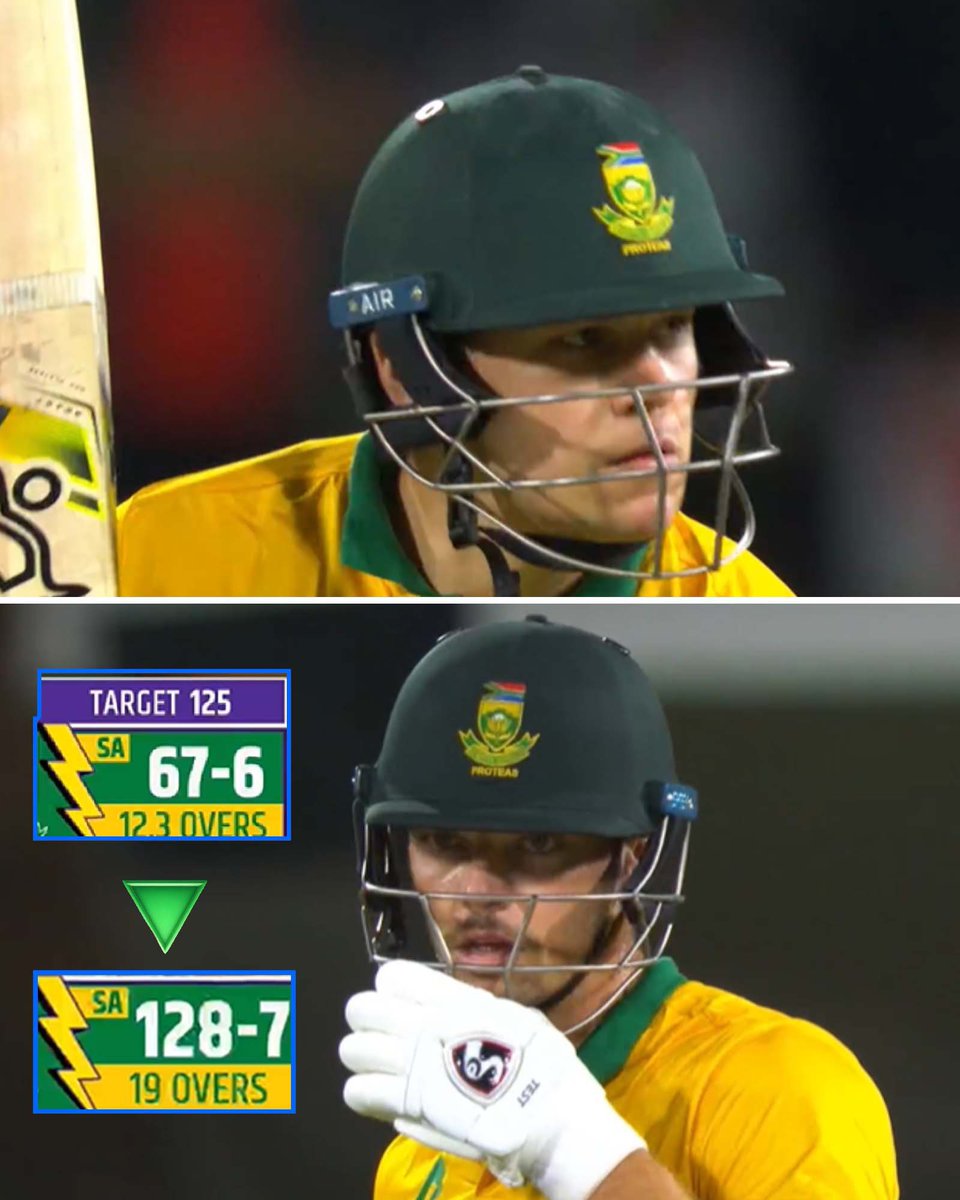 TrulyBrijesh's tweet photo. From 88/7 (16 overs) - To 128/7 (19 overs) 💔🥲

A spirited fightback from Tristan Stubbs and Gerald Coetzee 🏆

Tristan Stubbs wins POTM award for his clutch innings. 👌

#INDvsSAT20 #INDvSA https://t.co/56oPzZSqCb