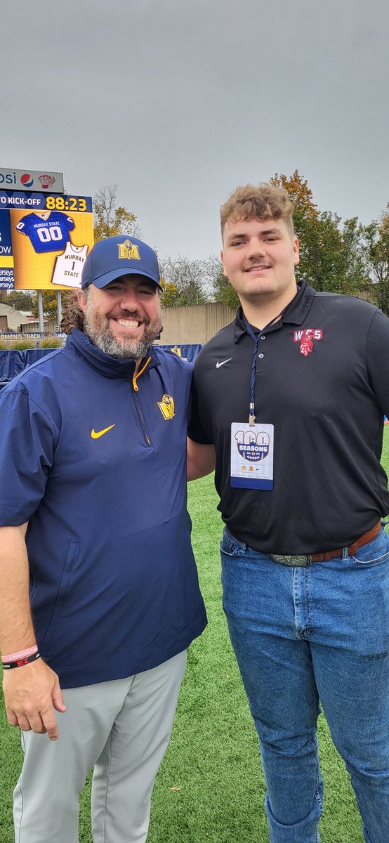 kirkpatrick_emk's tweet photo. Had a great time yesterday at Murray State. It was great meeting and speaking with you. I look forward to talking with you again! @WrightJody @coachjimmyogle @CoachARoss @BrannonTidwell @racersfootball @MSUFBRecruit 

@SteveSmithFBC @WCSSportsNews @HallTechSports1 @DexPreps @_Max_Donaldson