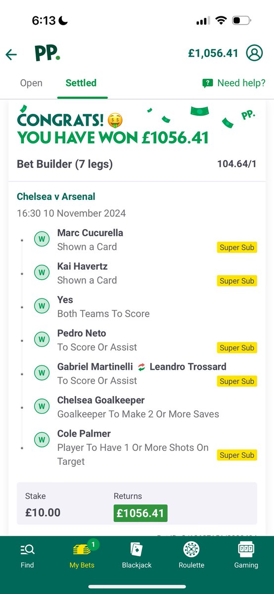 WOW 🤯🤯🤯🤑🤑🤑

Just won this beauty on the Chelsea v Arsenal game 

Sorry for not posting anything in the past couple ofdays but looks like we are back baby 🍀