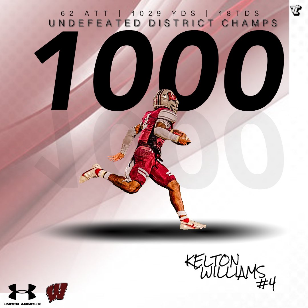 Tristan Lundy (@ttristtannnn) on Twitter photo Congratulations to <a href="/WaskomFootball/">Waskom Football</a>’s Kelton Williams (<a href="/Kelton60820477/">Kelton Williams</a>) on surpassing 1000 yards this season.
The 5’9 165 ATH from Waskom, Tx led his team to a undefeated district championship, while averaging 16.5 YPC.
Big time playmaker in the Class of 25 looking for a home! Congratulations to <a href="/WaskomFootball/">Waskom Football</a>’s Kelton Williams (<a href="/Kelton60820477/">Kelton Williams</a>) on surpassing 1000 yards this season.
The 5’9 165 ATH from Waskom, Tx led his team to a undefeated district championship, while averaging 16.5 YPC.
Big time playmaker in the Class of 25 looking for a home!