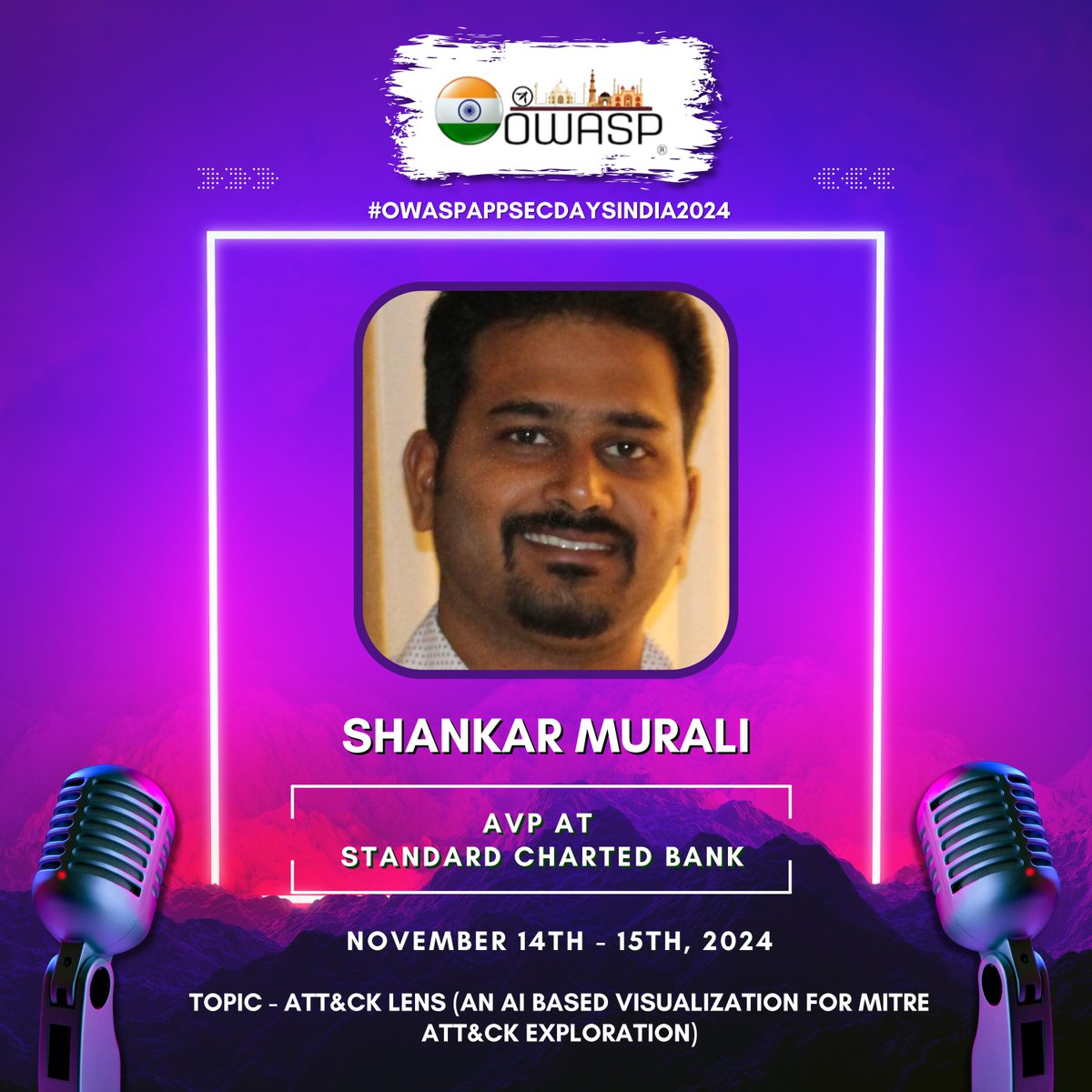 Looking forward to Shankar Murali's upcoming talk on "ATT&amp;CK LENS: An AI-Based Visualization for MITRE ATT&amp;CK Exploration" at OWASP AppSec Days India 2024! Shankar will showcase how AI can enhance threat exploration using the MITRE ATT&amp;CK 

#Cybersecurity #AppSec #MITREATTACK