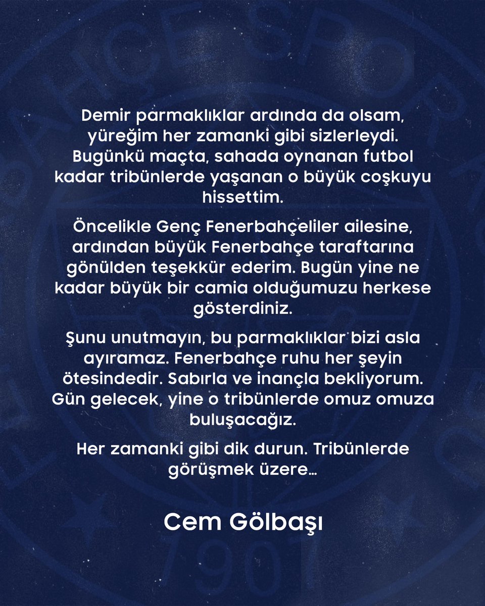 Büyük Fenerbahçe Ailesine…