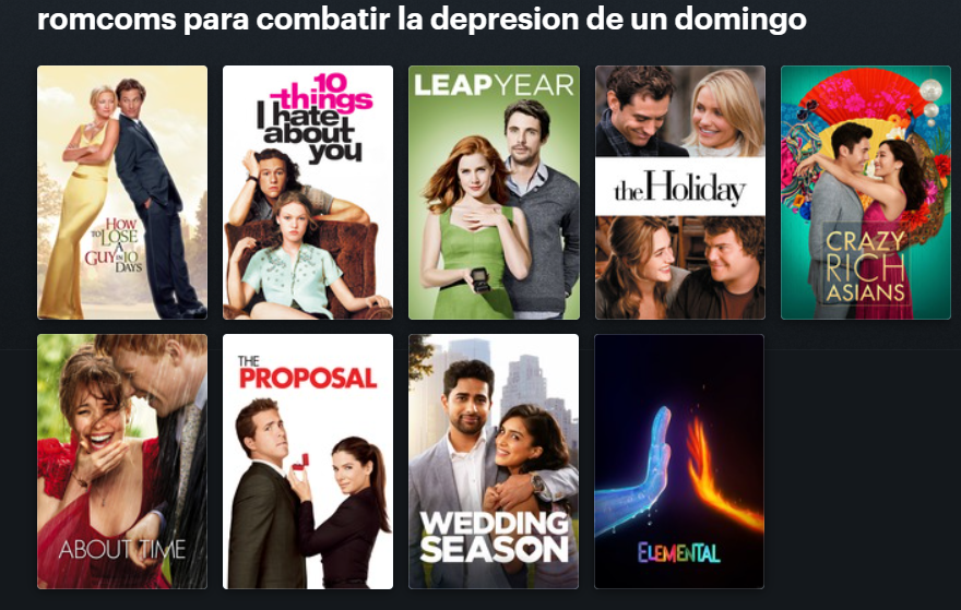 tirenme romcoms buenas buenas para no caer en la inminente depresion de existir un domingo a la tarde que estoy haciendo una lista en letterboxd