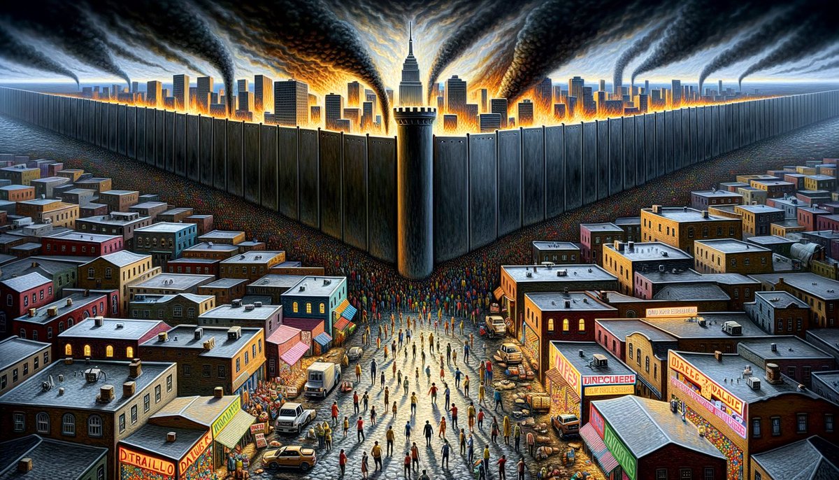 PoliticalWire_'s tweet photo. trump 2.0 could mean doubling down on harsh immigration measures, tearing apart more families, and walling off america's soul. think second term means fixing things? nah, it's more like feeding the fear-fueled fire. what kind of country r we, where walls n bans define us? https://t.co/IktTjhhlXq