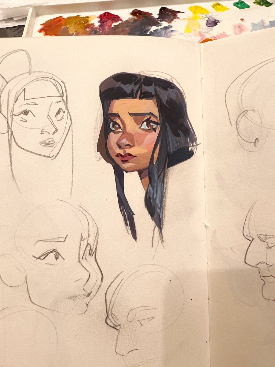 Been a while since I’ve actually painted something with gouache only. Here are some quick warm ups