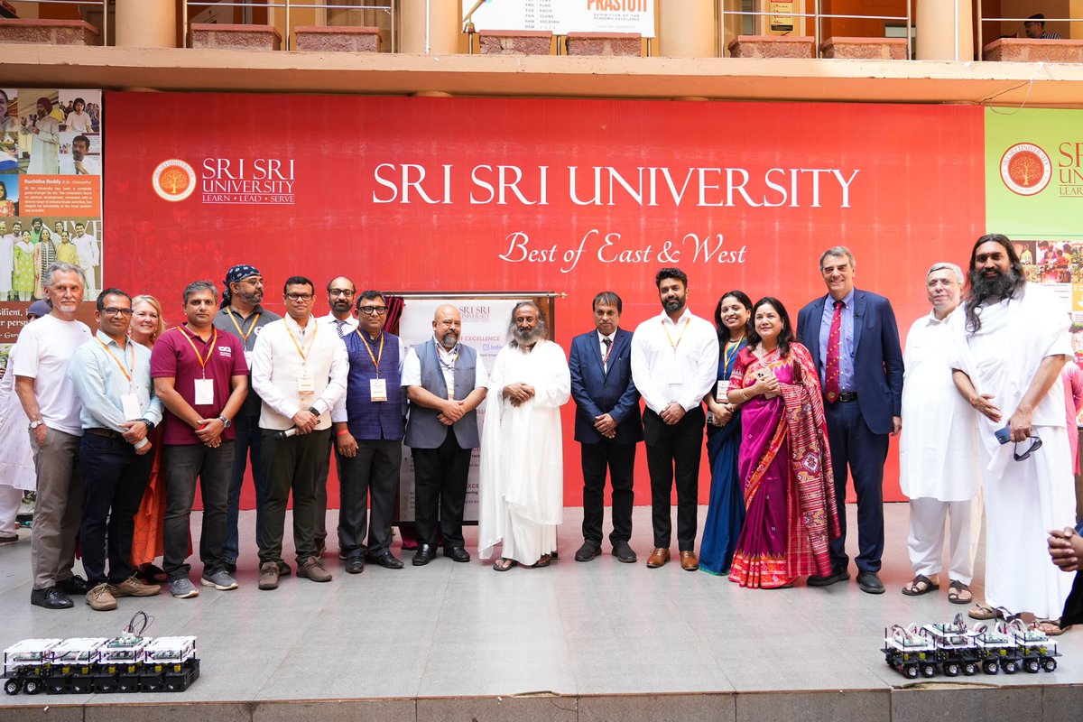 Gurudev's tweet photo. The happiest university campus is beaming with vibrant energy as students showcase their talents through various projects and exhibitions.

@SriSriU https://t.co/WFvw7Eu2Qi
