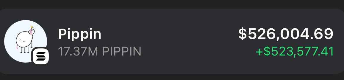 This guy is now over $530,000 in profit on $PIPPIN within 22 hours.