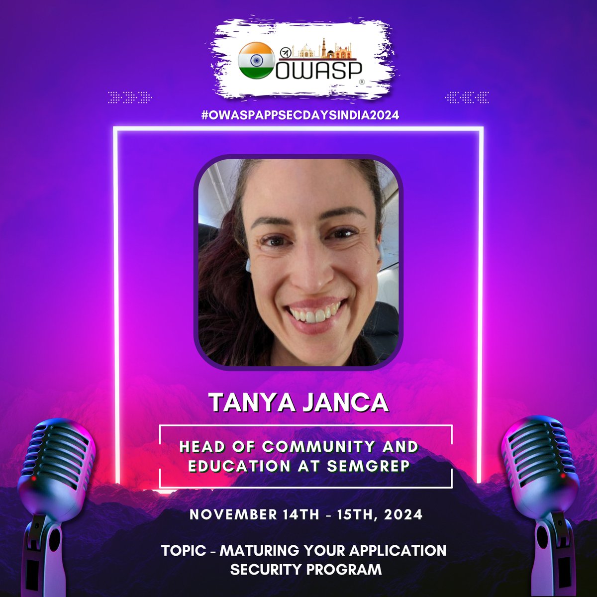 Looking forward to Tanya Janca’s talk on "Maturing Your Application Security Program" at #OWASPAppSecDaysIndia2024! Essential insights for strengthening and scaling AppSec practices. 🔒 #Cybersecurity #AppSec #DevSecOps #ApplicationSecurity #OWASP
<a href="/shehackspurple/">Tanya Janca | Shehackspurple</a> <a href="/semgrep/">Semgrep</a>