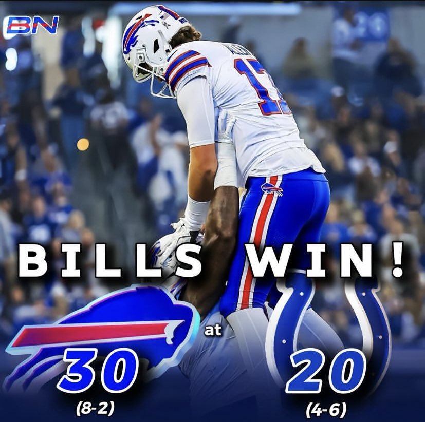 sandropacheco71's tweet image. The #BuffaloBills defeated the IndianapolisColts by a score of 30-20 on Sunday November 10, 2024 in #Week10 of the 2024 #NFL season. #MakingHistory #GoBills #BillsMafia #LetsGoBills #TheBillsMakeMeWannaShout #LetsGoBuffalooo #AyeAyeAyeAye #BillsNation #BillsCountry
