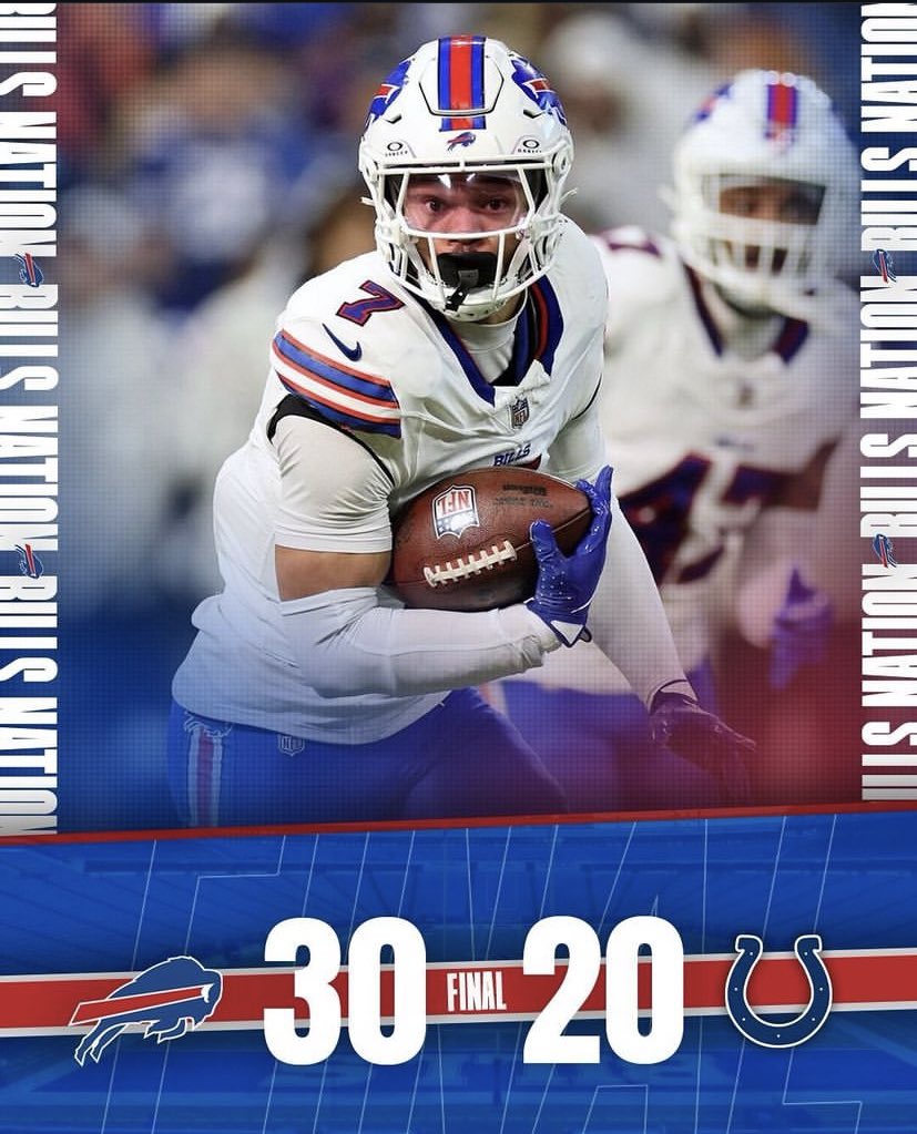 sandropacheco71's tweet image. The #BuffaloBills defeated the IndianapolisColts by a score of 30-20 on Sunday November 10, 2024 in #Week10 of the 2024 #NFL season. #MakingHistory #GoBills #BillsMafia #LetsGoBills #TheBillsMakeMeWannaShout #LetsGoBuffalooo #AyeAyeAyeAye #BillsNation #BillsCountry