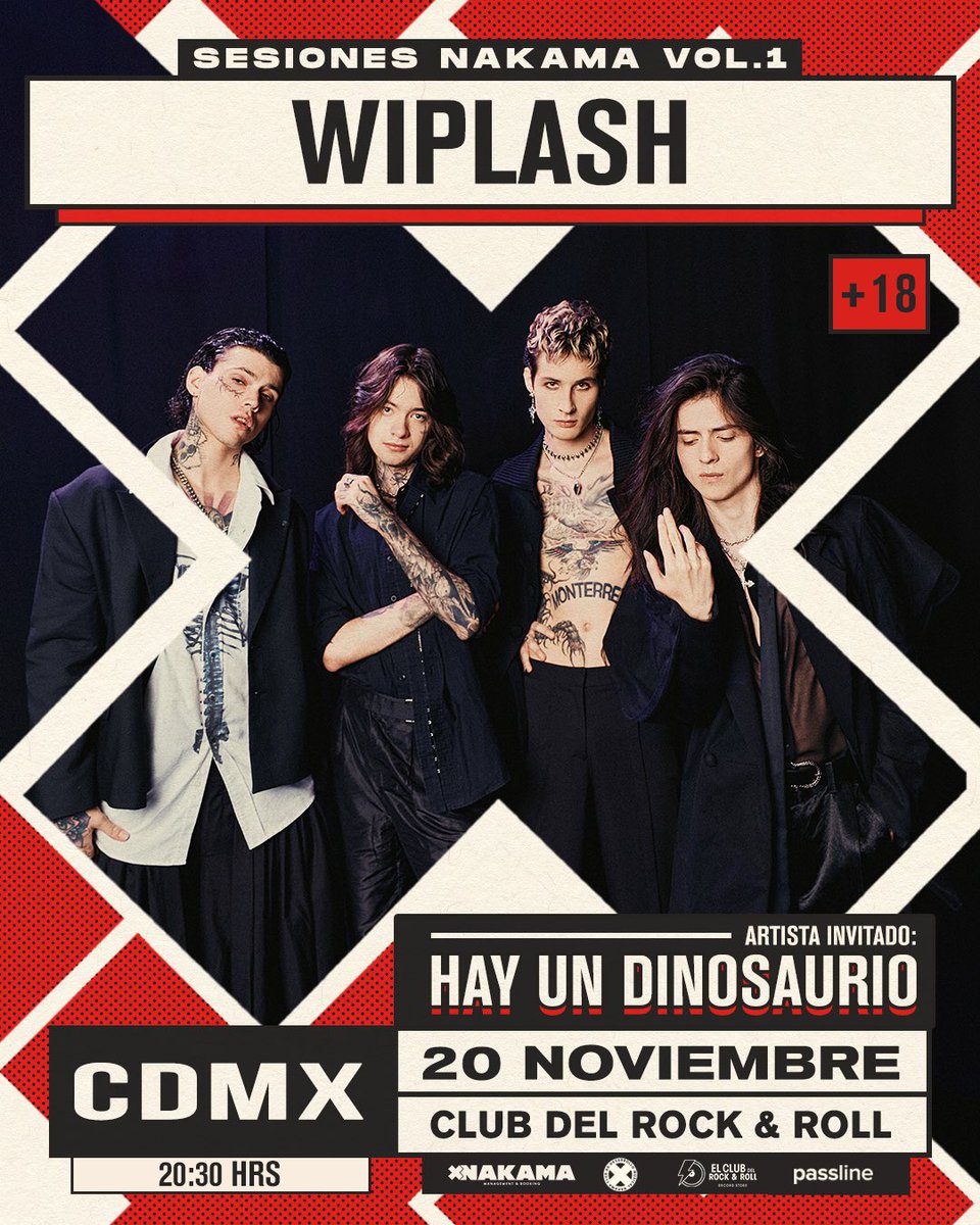 Este próximo 20 de noviembre se llevará a cabo la primera edición de las #SesionesNakama en el @clubrocknroll (Oxford 11, CDMX)

Estaremos junto a <a href="/hayundinosaurio/">Hay Un Dinosaurio</a> 

Los boletos para este show estarán limitados (únicamente 100 boletos) y se venderán a partir de mañana a través de