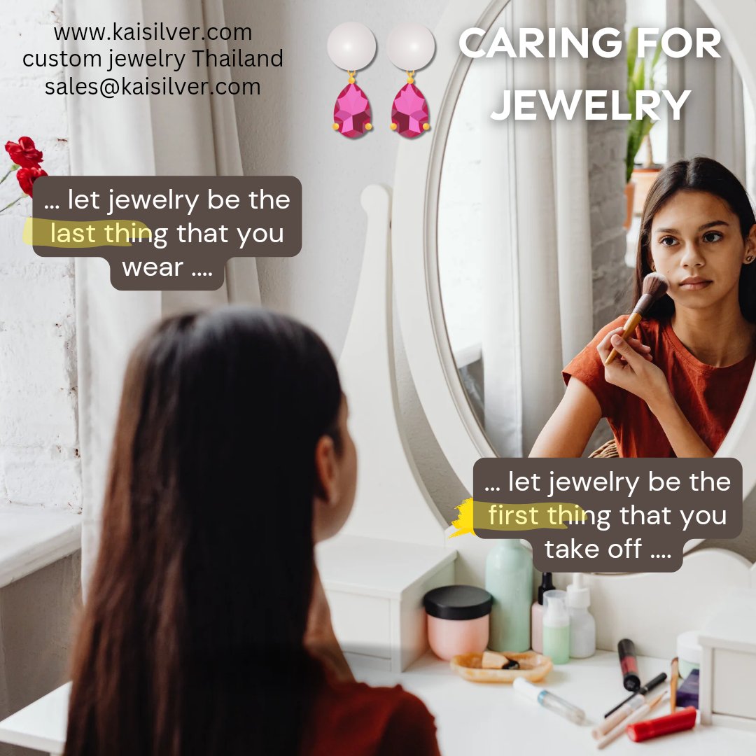 RampzM's tweet image. Ingredients used in making cosmetics, could damage jewelry and gemstones. Kaisilver recommends that, jewelry be worn after you finish your makeup routine.  And take jewelry off before you clean up your makeup. #jewelrycare #kaisilver #cosmetics ... Info: jewelnice.com/jewelry-wearin…