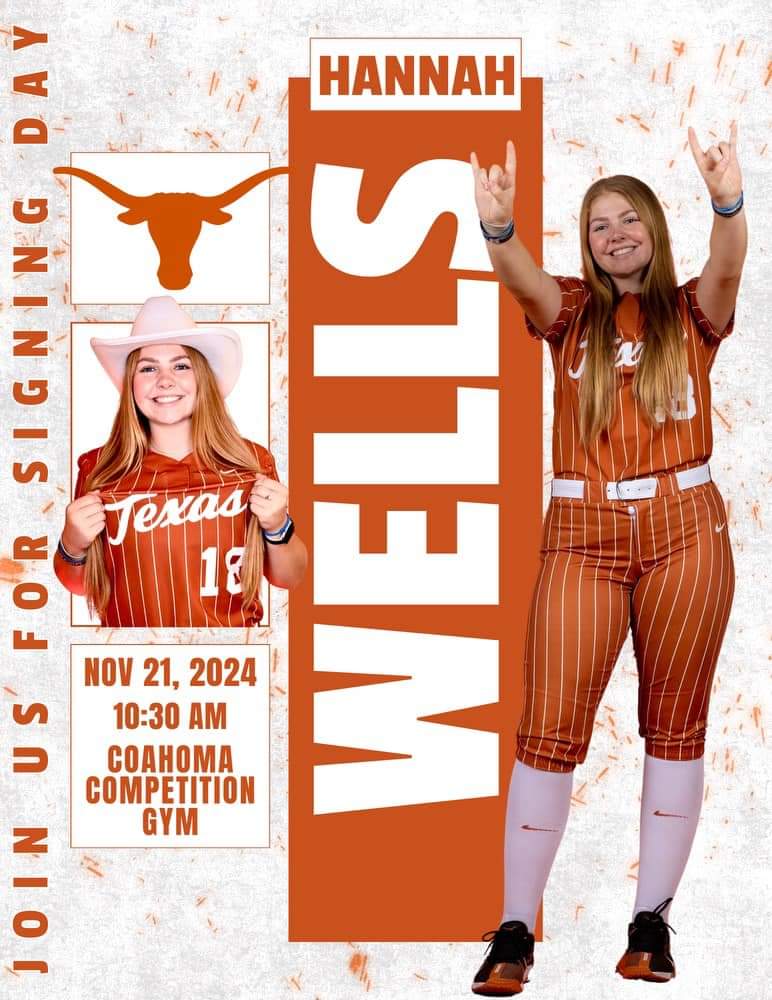 CISDBulldogs's tweet photo. Hannah makes it official on Thursday, Nov 21, at 10:30 a.m. at the CES competition gym. Please join Hannah and her family when she signs her National Letter of Intent to play softball for the University of Texas.
❤️🤍💙🥎🐾👏
#BFND #thestandardisthestandard https://t.co/P0waTCX4X7