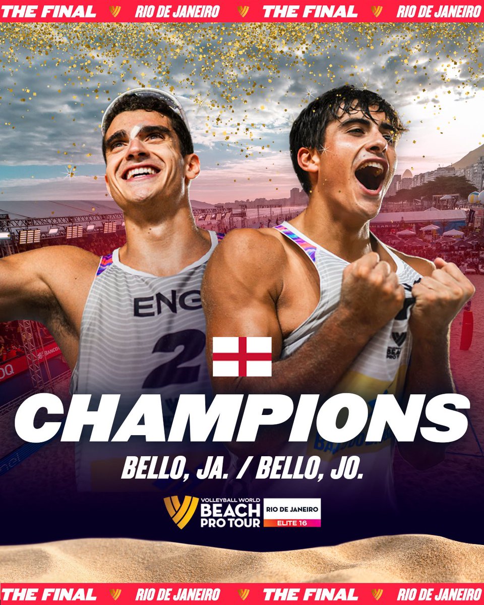 JAVIER AND JOAQUIN BELLO 🏴󠁧󠁢󠁥󠁮󠁧󠁿: BEACH PRO TOUR RIO DE JANEIRO ELITE 16 CHAMPIONS 🏆

☀️ #BeachVolleyball #BeachProTour #VoleiPraia