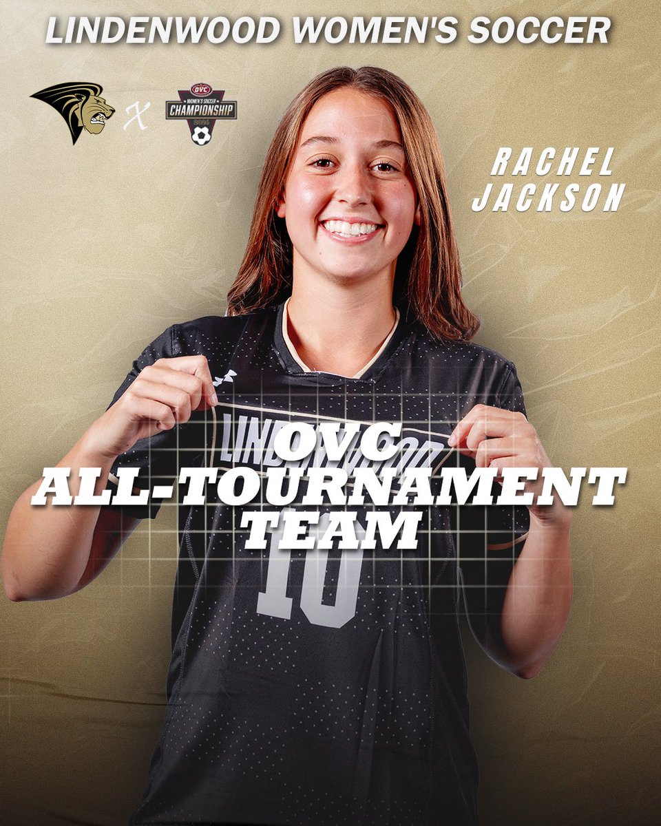 LU_Lions's tweet photo. Four members of the @LindenwoodWSOC team 🦁⚽️🦁⚽️ were tabbed to the @OVCSports All-Tournament Team based upon their play throughout the tournament

OVC All-Tournament Team:
Mackenzie Compton (MVP)
Georgia Pardalos 
Rachel Jackson 
Eyglo Thorsteinsdottir 

#NewLevel
#OVCit https://t.co/7sMYRHnhYe