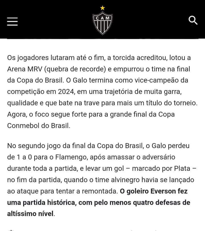 Noitedecopa's tweet image. 🚨 Após perder a final por 4x1, o Atlético Mineiro soltou uma nota oficial afirmando que &quot;amassou&quot; o Flamengo.