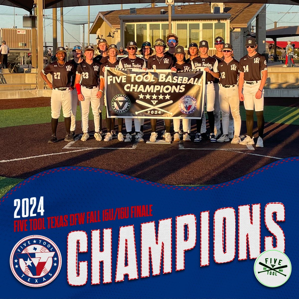 ✭Five Tool Texas✭ (@fivetooltexas) on Twitter photo 🏆 Champions 🏆
Congrats to <a href="/WowFactor_DFW/">Wow Factor-North TX</a> 2028’s on winning the 15U Championship of the <a href="/FiveTool/">Five Tool Baseball</a> Texas DFW Fall 15U/16U Finale!
#WatchEm 🏆 Champions 🏆
Congrats to <a href="/WowFactor_DFW/">Wow Factor-North TX</a> 2028’s on winning the 15U Championship of the <a href="/FiveTool/">Five Tool Baseball</a> Texas DFW Fall 15U/16U Finale!
#WatchEm