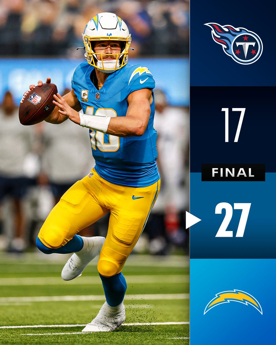 NFL's tweet photo. FINAL: The @Chargers get the home dub! https://t.co/u8kK5AnpiW
