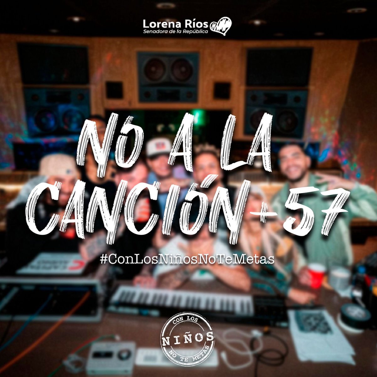 🚨 ¡ALTO! 🚨 
Nuestros niños y adolescentes merecen un entorno que los respete y proteja. La canción “+57” promueve la sexualización de menores y el consumo de drogas, atentando contra los valores de nuestra sociedad y poniendo en riesgo a nuestra juventud.

No podemos permitir