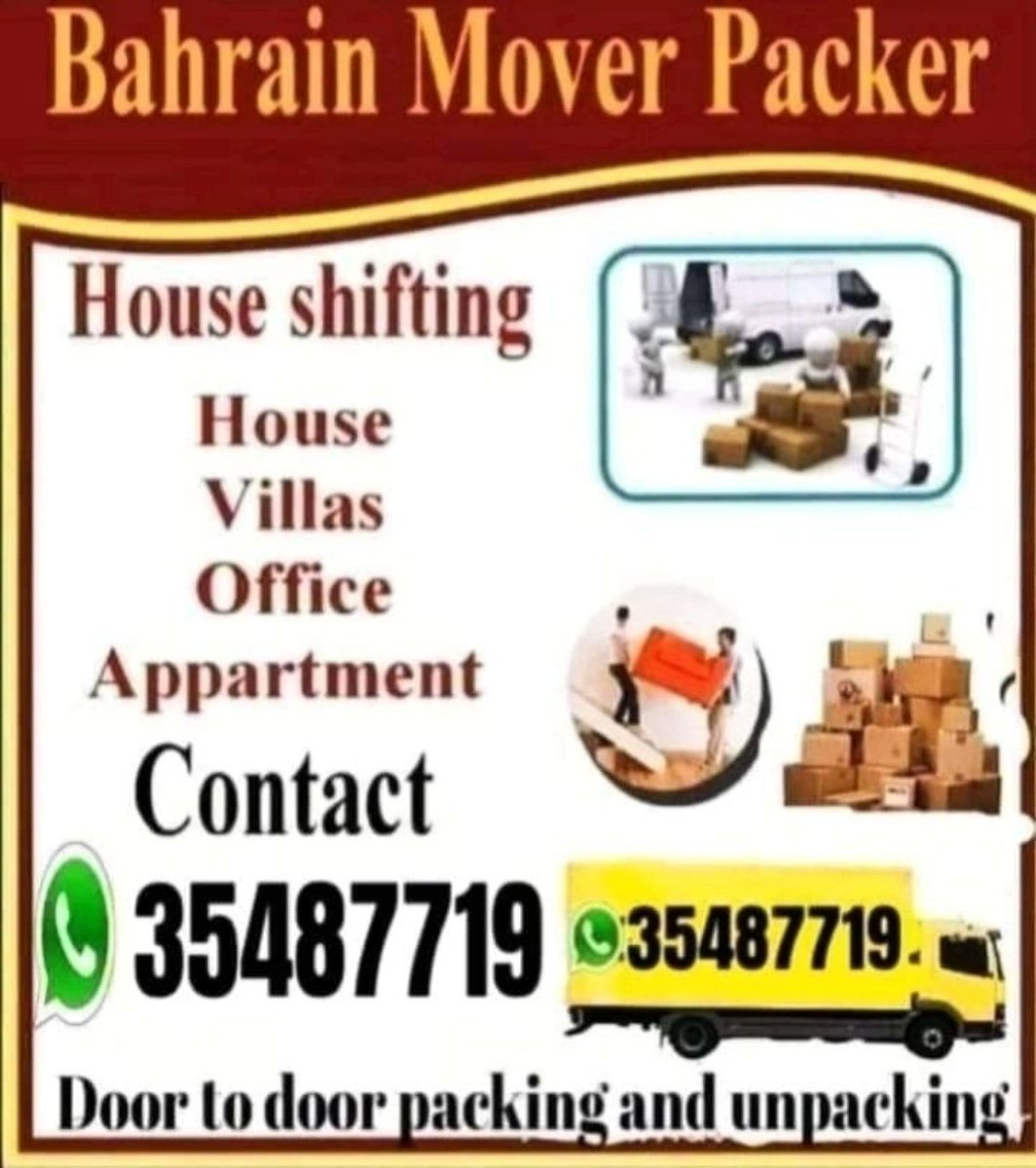 Muhamma35720482's tweet photo. Bahrain MOVER &amp; PACKERS
PROFESSIONAL Services is available for every customer with well trained friendly https://t.co/LfkQ3yNsxh Shifting All over Bahrain...Reliable and very efficient Movers at very SERVICE CALL / WHATSAPP 35487719 https://t.co/T7VG4zDrhV