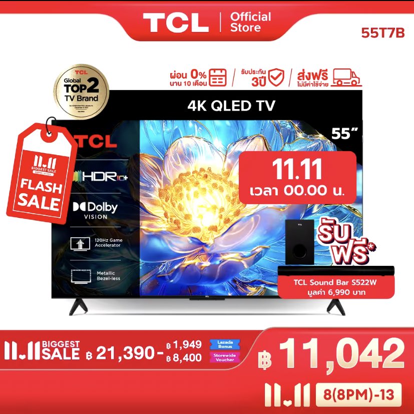 macaronyouu's tweet photo. 11.11 | SMART TV QLED 4K ของ TCL ลดแรงมาก ไหนจะแถมชุดลำโพง sound bar อีกก (แอบกระซิบว่าสั่งในลาซ คุ้มกว่ามากก)

55 นิ้ว
📍https://t.co/0NF4HxFEF4
65 นิ้ว
📍https://t.co/8v7z2kjSKD 
75 นิ้ว
📍https://t.co/B7Kc1DUjvn

#Lazada1111ID #Lazada1111 #Lazada1111TH https://t.co/OAJApdsxIU