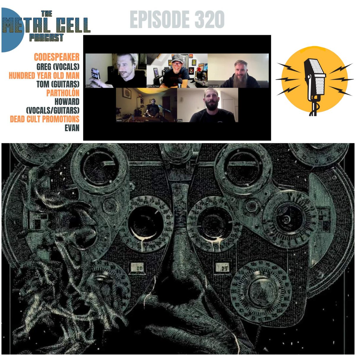 cell_podcast's tweet photo. Audio version of our live YouTube stream with Codespeaker, Hundred Year Old Man, Partholón and Dead Cult Promotions is out now on all the usual listening platforms! https://t.co/Z6QHhSeRxg