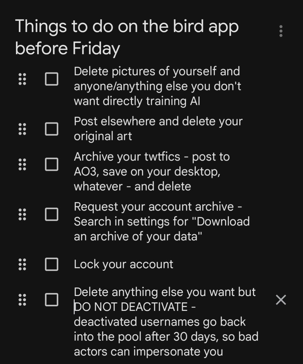 Saw this on the other app and thought it was relevant. I'm not going to lock my account, but for those of you contemplating deactivating, don't.