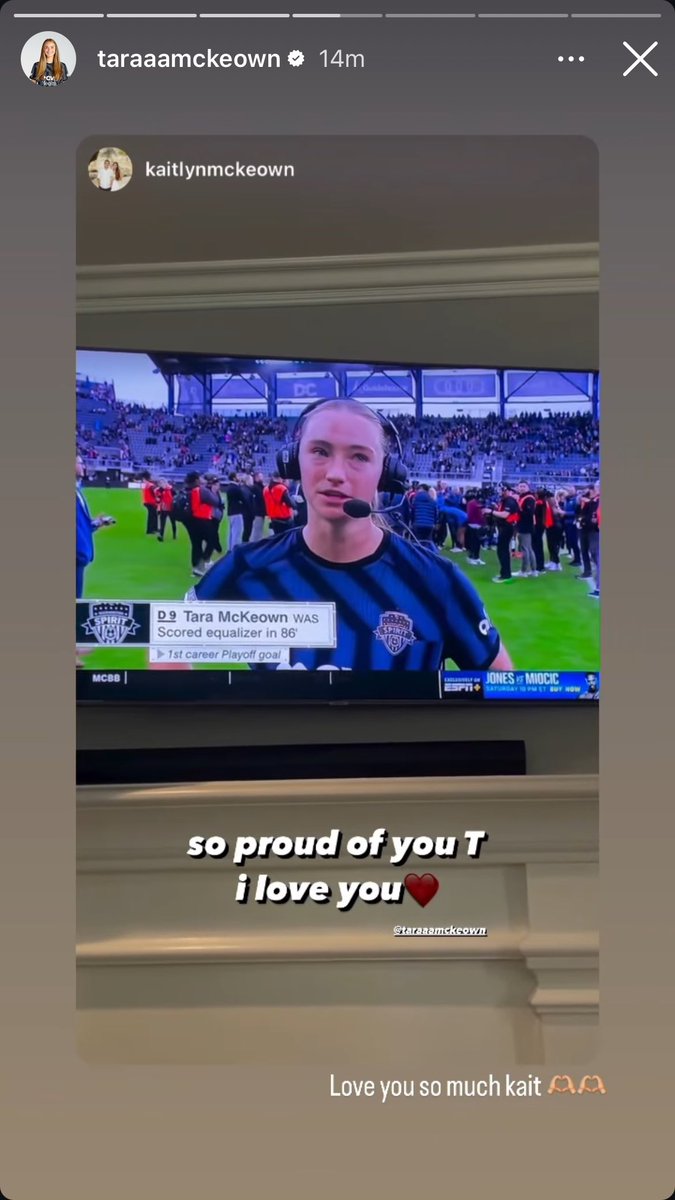 screenshot from IG
Tara McKeown’s sister: ‘so proud of you T, i love you’
Tara’s response: ‘Love you so much kait’