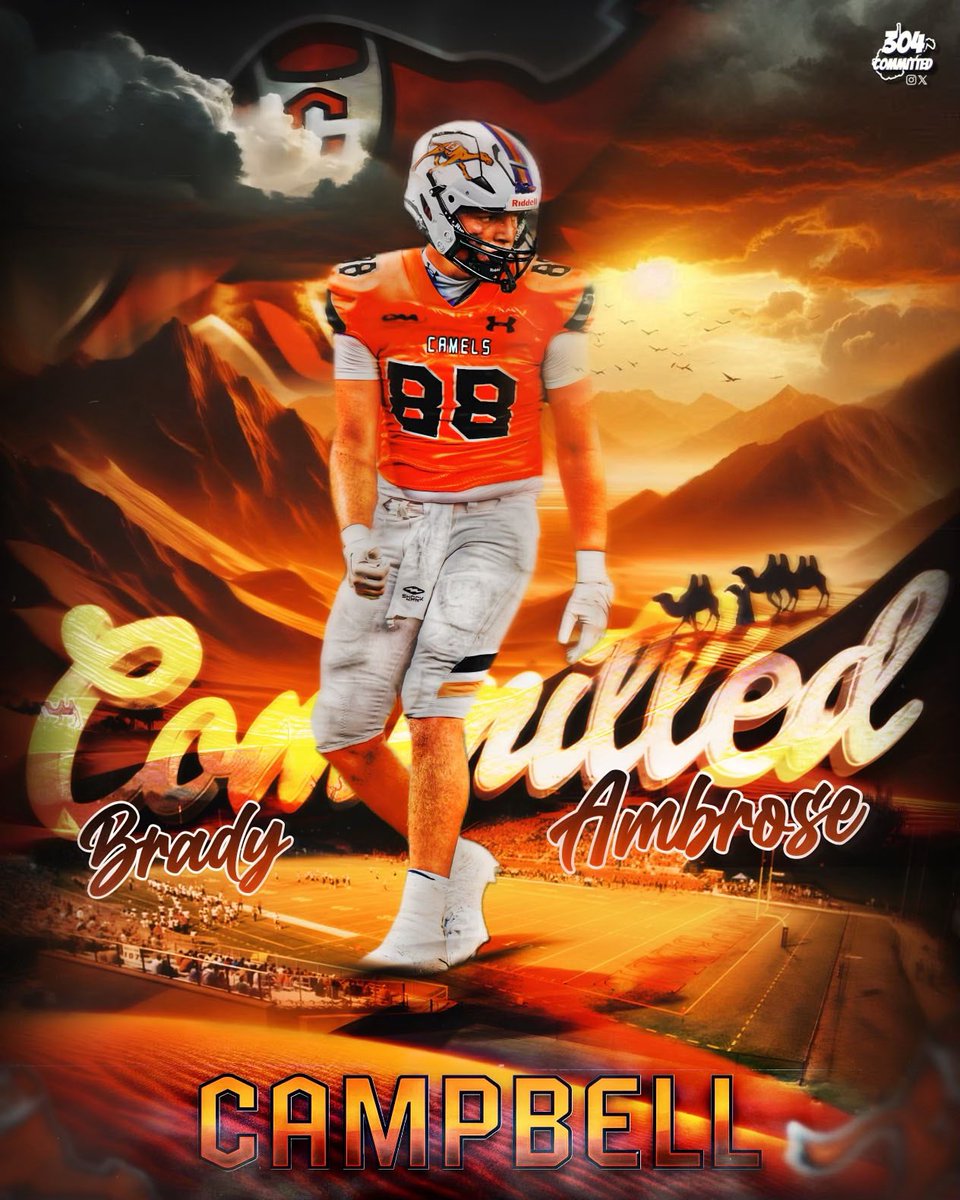 I am beyond excited to announce my commitment to Campbell University to play Division I football! Thank you to everyone who believed in me and supported me on this journey. This is only the beginning—let’s get to work‼️ #RDH 🐪🧡🖤